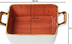 Auflaufform Romo | 18 x 13,5 x 4 cm | 400 ml | terra | mit Henkel