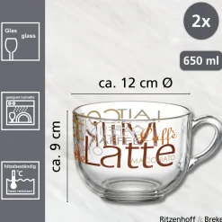 Cafe au Lait Tassen-Set Milano | 2-teilig | 650 ml | braun