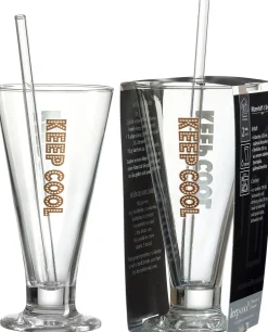 Eiskaffeeglas Lio | 330 ml | braun | mit Glastrinkhalm