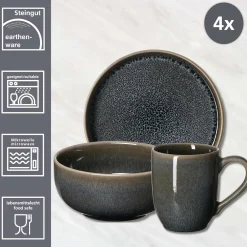 Frühstücksservice Eda | 12-teilig | schiefer