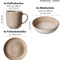 Frühstücksservice Savora | 12-teilig | braun