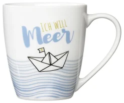 Kaffeebecher Ahoi Ich will Meer | 360 ml | weiss