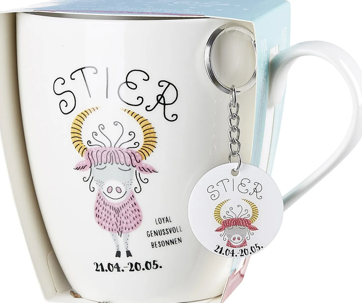 Kaffeebecher Astro Stier | 650 ml | mit Schlüsselanhänger