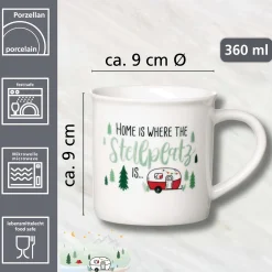 Kaffeebecher Camping Stellplatz | 360 ml | weiss