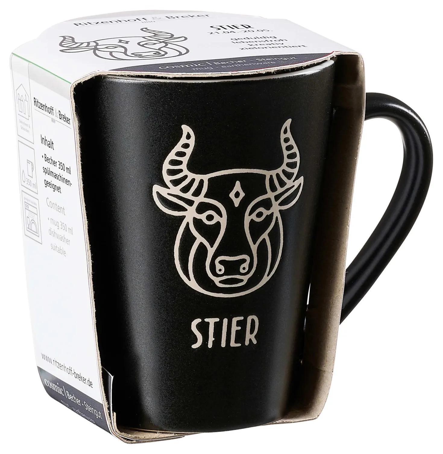 Kaffeebecher Cosmic Stier | 350 ml | schwarz