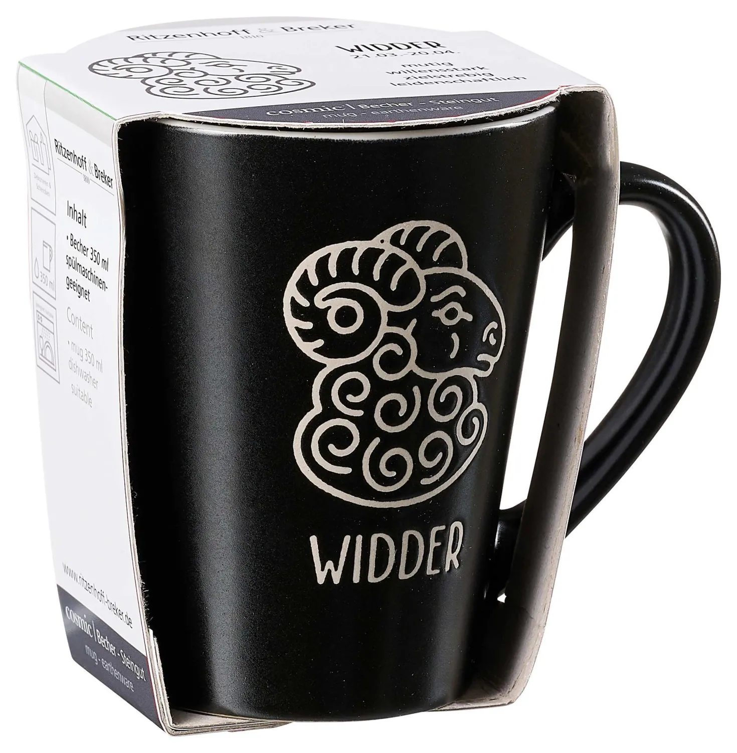 Kaffeebecher Cosmic Widder | 350 ml | schwarz