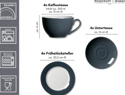 Kaffeeservice Doppio | 12-teilig | anthrazit