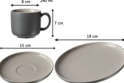 Kaffeeuntertasse Jasper | 15 cm | grau