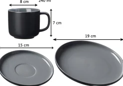Kaffeeuntertasse Jasper | 15 cm | schwarz