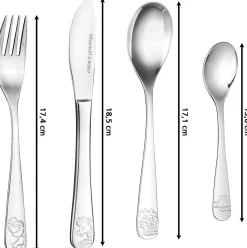 Kinderbesteck-Set Happy Zoo | 4-teilig | silber
