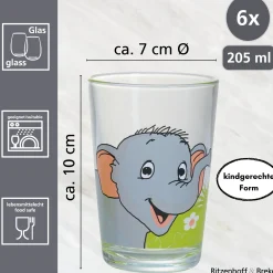 Kindergläser-Set Afrikatiere | 6-teilig | 205 ml
