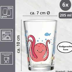 Kindergläser-Set Unterwasserwelt | 6-teilig | 205 ml