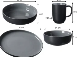 Kombiservice Jasper | 16-teilig | schwarz