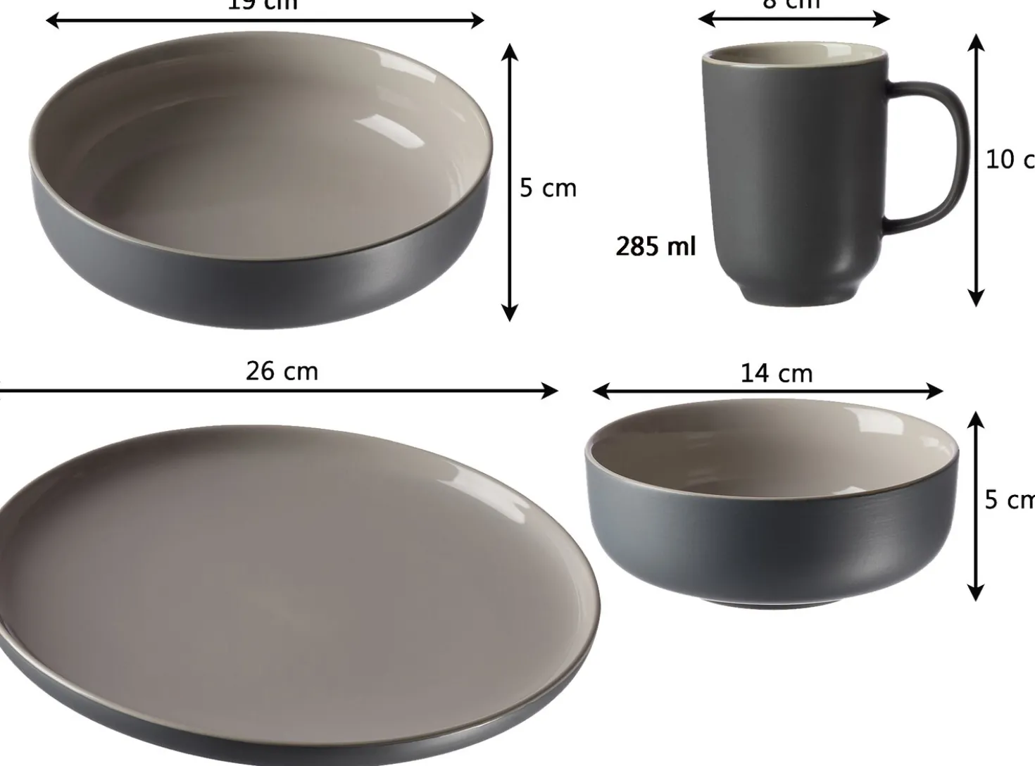 Kombiservice Jasper | 16-teilig | grau