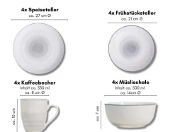 Kombiservice Luna | 16-teilig | grau