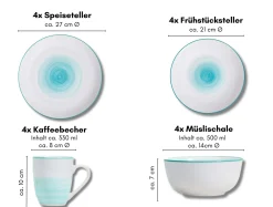 Kombiservice Luna | 16-teilig | türkis