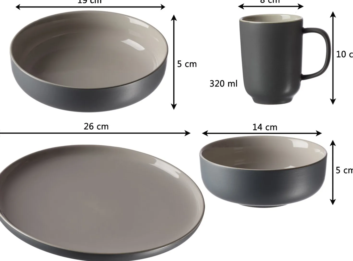Speiseteller Jasper | 26 cm | grau