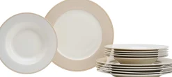 Tafelservice Geo | 12-teilig | beige