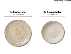 Tafelservice Omara | 8-teilig | beige