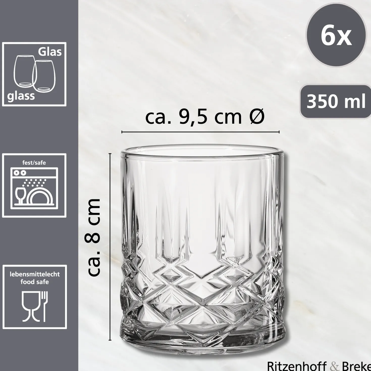 Trinkgläser-Set Capri | 6-teilig | 350 ml