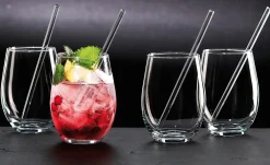 Trinkgläser-Set Gin | 8-teilig | 590 ml | mit Glastrinkhalmen