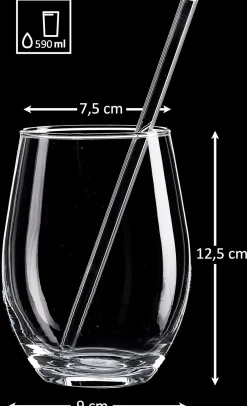 Trinkgläser-Set Gin | 8-teilig | 590 ml | mit Glastrinkhalmen