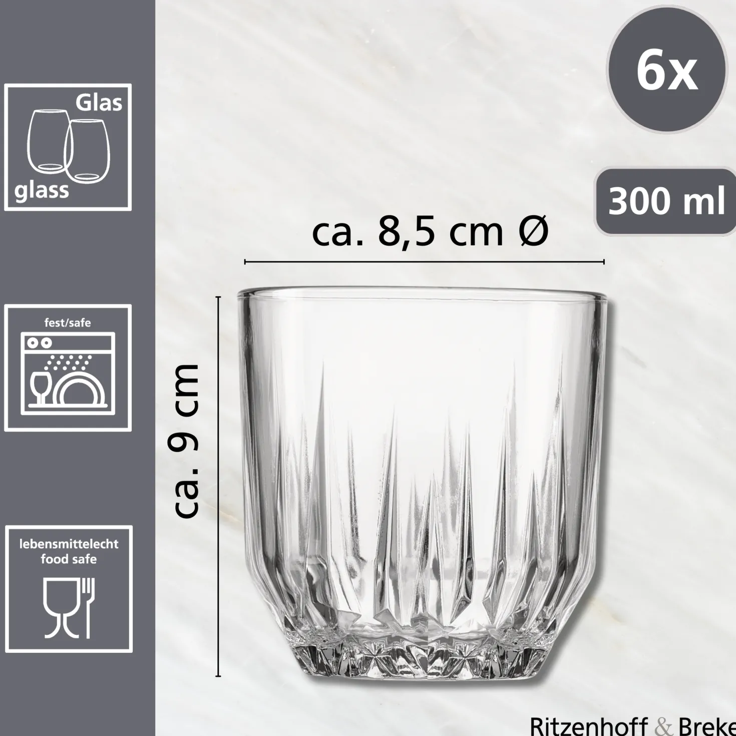 Trinkgläser-Set Palace | 6-teilig | 300 ml