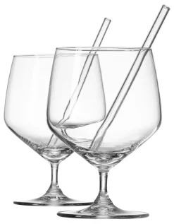 Trinkgläser-Set Soda | 4-teilig | 650 ml | mit Glastrinkhalmen