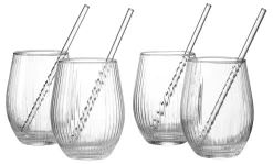 Trinkgläser-Set Spritz | 8-teilig | 590 ml | mit Glastrinkhalmen