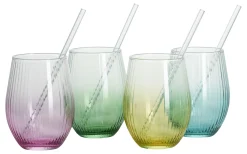 Trinkgläser-Set Spritz Color Edition | 8-teilig | 590 ml | mit Glastrinkhalmen