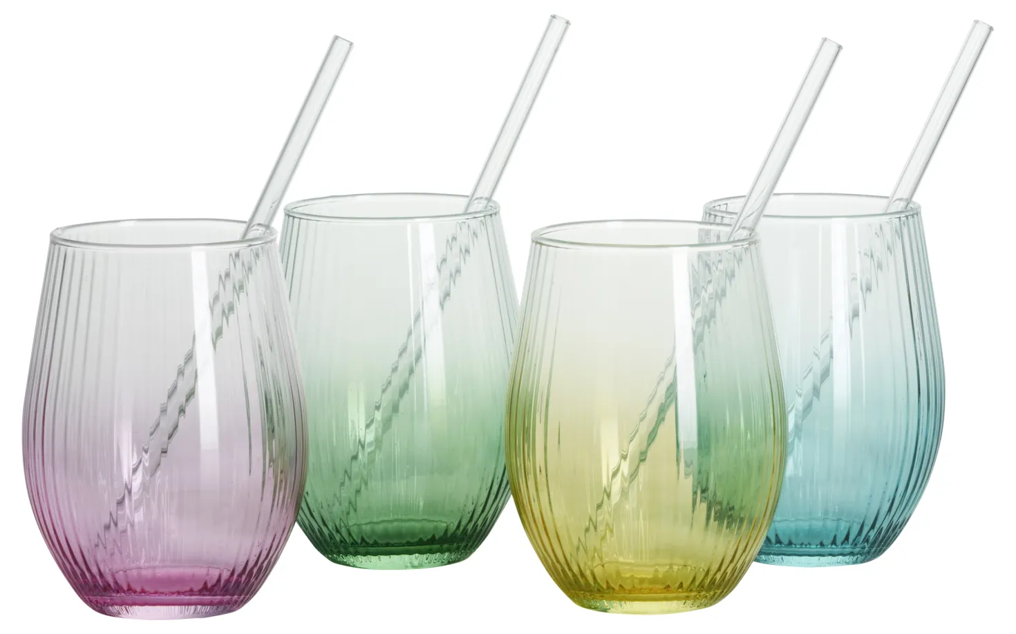Trinkgläser-Set Spritz Color Edition | 8-teilig | 590 ml | mit Glastrinkhalmen