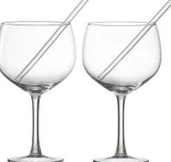 Trinkgläser-Set Tonic | 4-teilig | 650 ml | mit Glastrinkhalmen