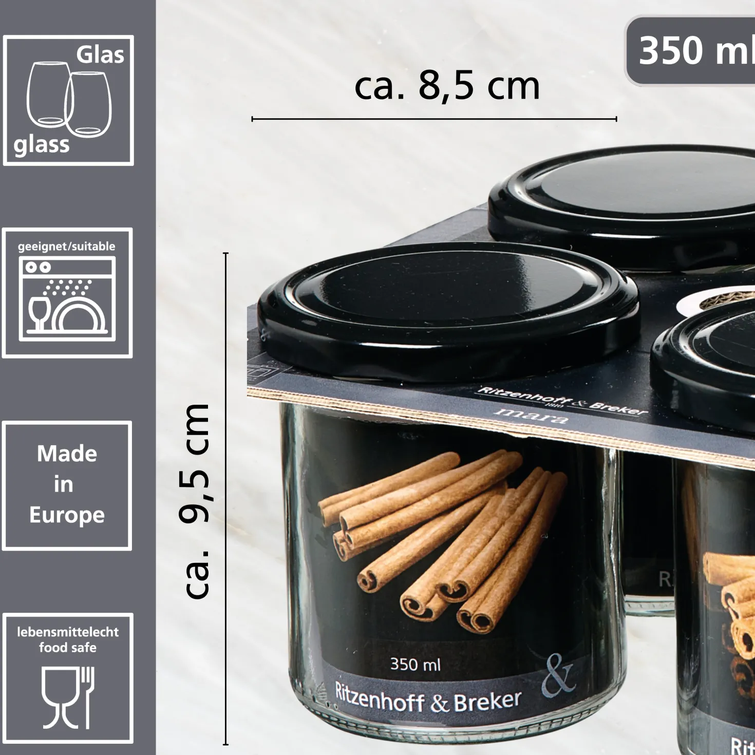 Vorratsgläser-Set Mara | 4-teilig | 350 ml