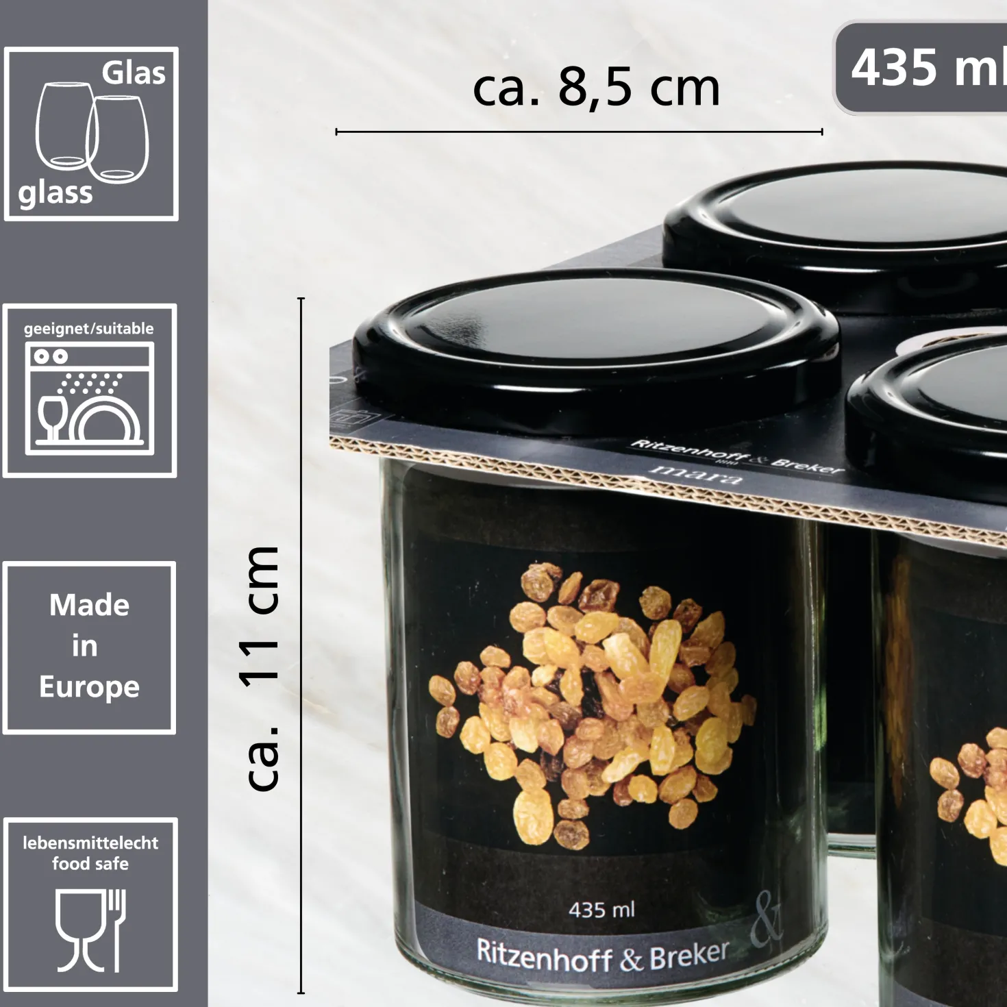 Vorratsgläser-Set Mara | 4-teilig | 435 ml