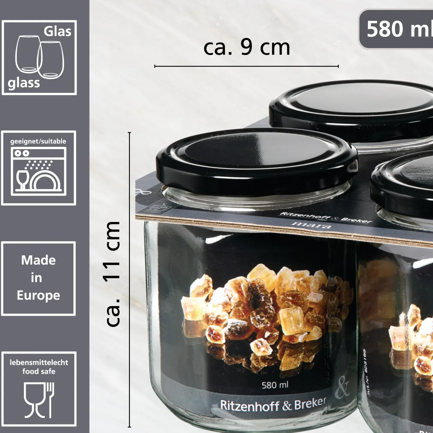 Vorratsgläser-Set Mara | 4-teilig | 580 ml
